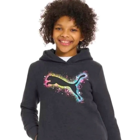 COPY - Puma Youth Girls Fleece Hoodie in Grey - Picture 1 of 8